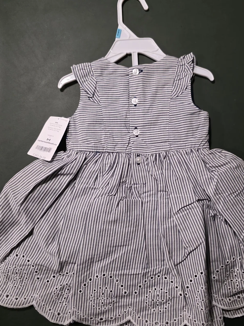 Carter's Navy and White Striped Ruffle Sundress - 6M